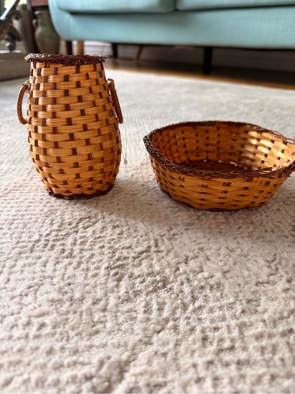 Handwoven Natural Brown Mini Basket Set - Home Accents